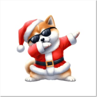 Christmas Akita Dog Dabbing Dance Posters and Art